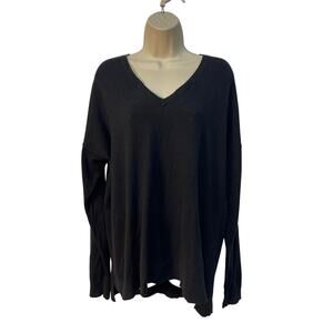 Gap‎ Women’s Long Sleeve V-Neck Top Color Black Size L Tall